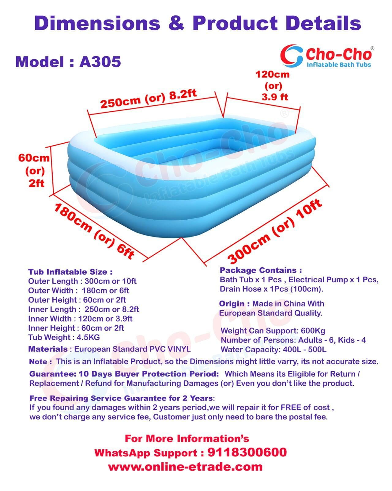 cho cho inflatable swimming pool 10ft